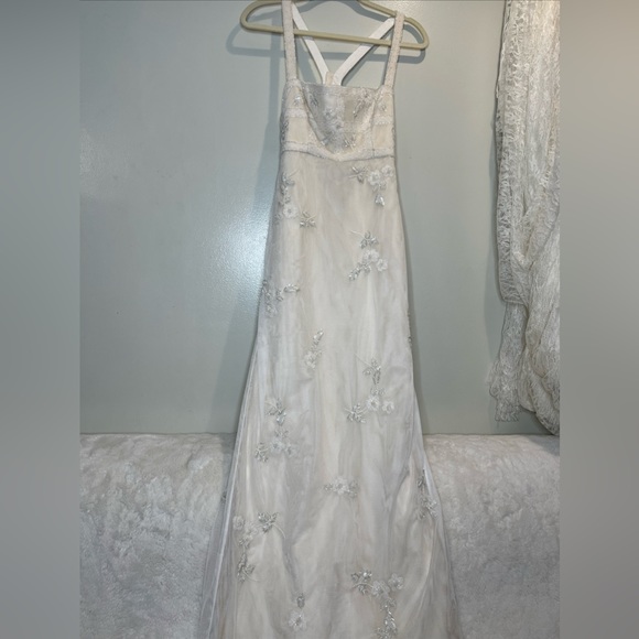 Anthropologie BHLDN Micheline Embellished Square Neck Column Wedding Dress 2 - Picture 6 of 12